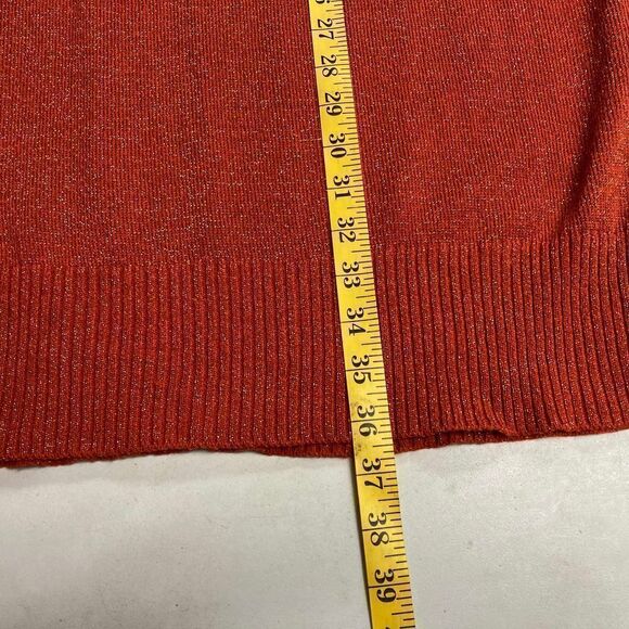 NEW YORK & COMPANY Orange Metallic Belted Sweater Dress Size XS - Picture 6 of 11